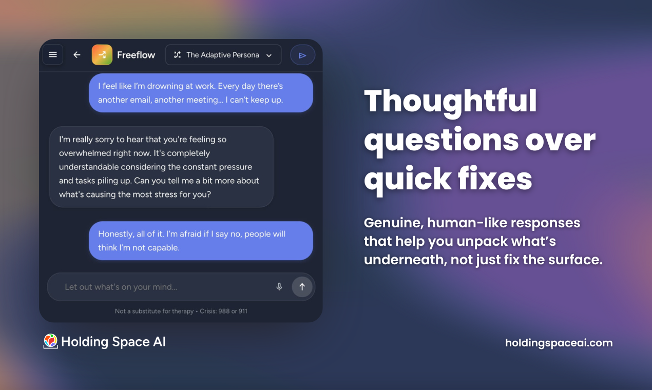 Holding Space AI - Soft Launch - Screenshot 2 showing product features and functionality