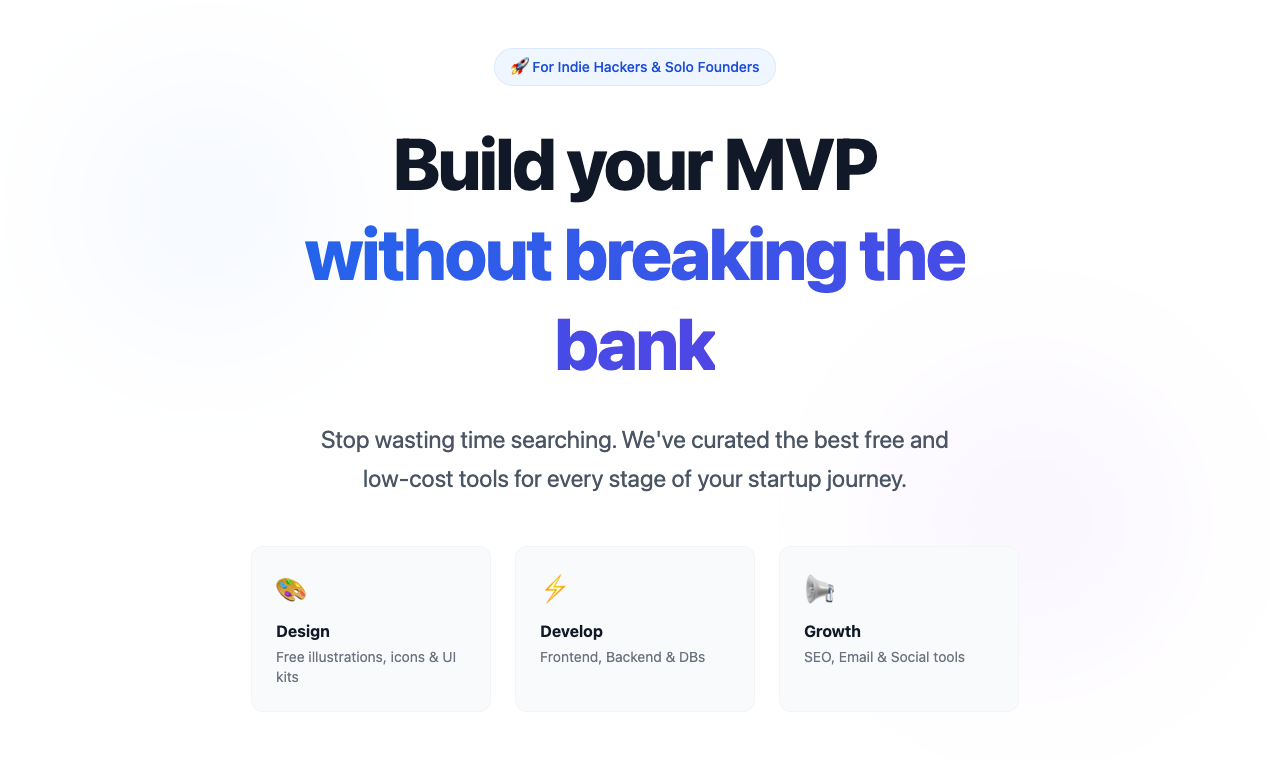 Solo Founder Toolkit - Main product screenshot demonstrating key features and user interface