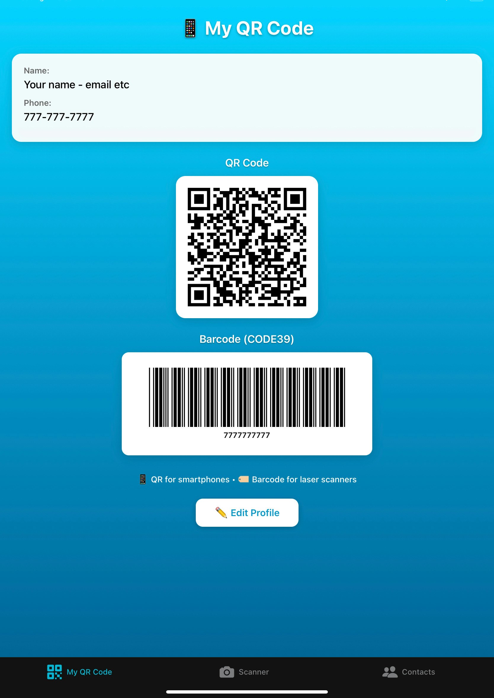 Easyphone #  YOUR own QR/BAR code  gallery image