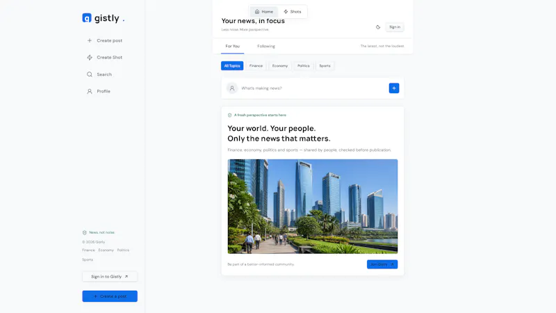 Your news, in focus · Gistly screenshot 1