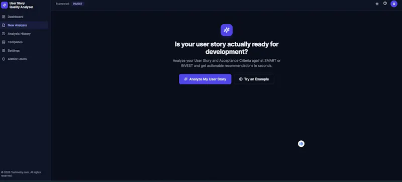 User Story Quality Analyzer screenshot 1