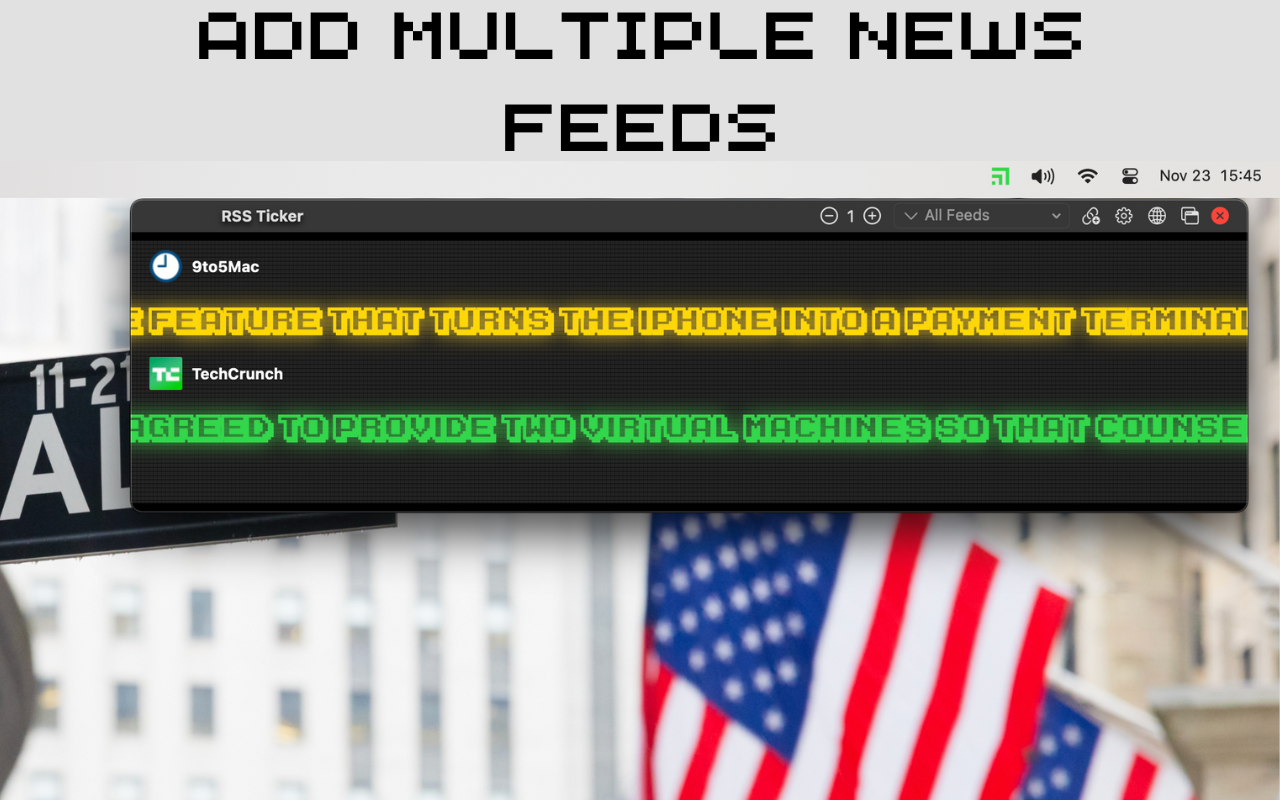 Mídia 3 de RSS Ticker - rolando o feed de notícias RSS na sua barra de menus