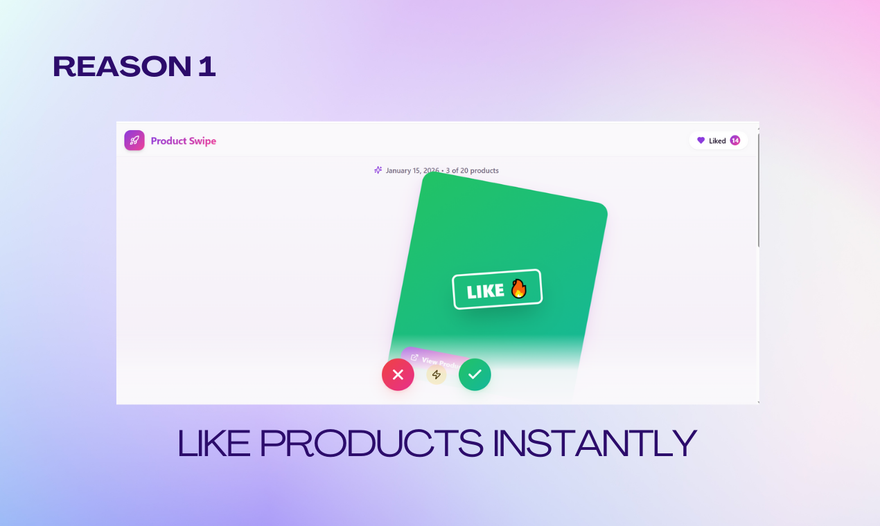 Product Swipe - Screenshot 2 showing product features and functionality