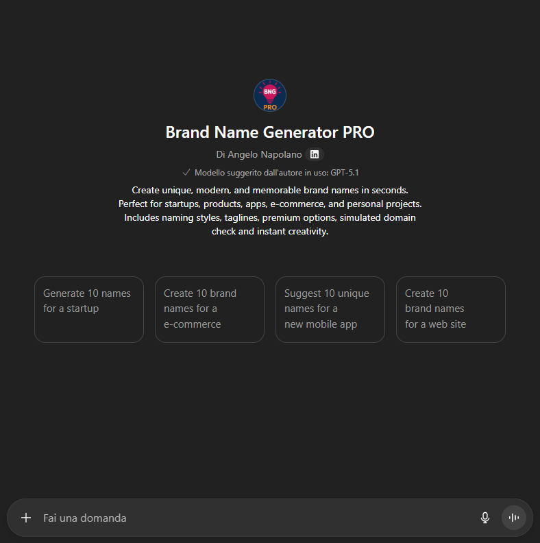 Brand Name Generator PRO – GPT gallery image