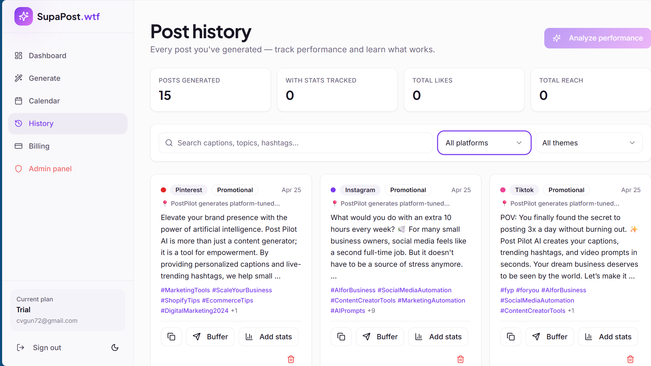 SocMed content generator in a minute gallery image