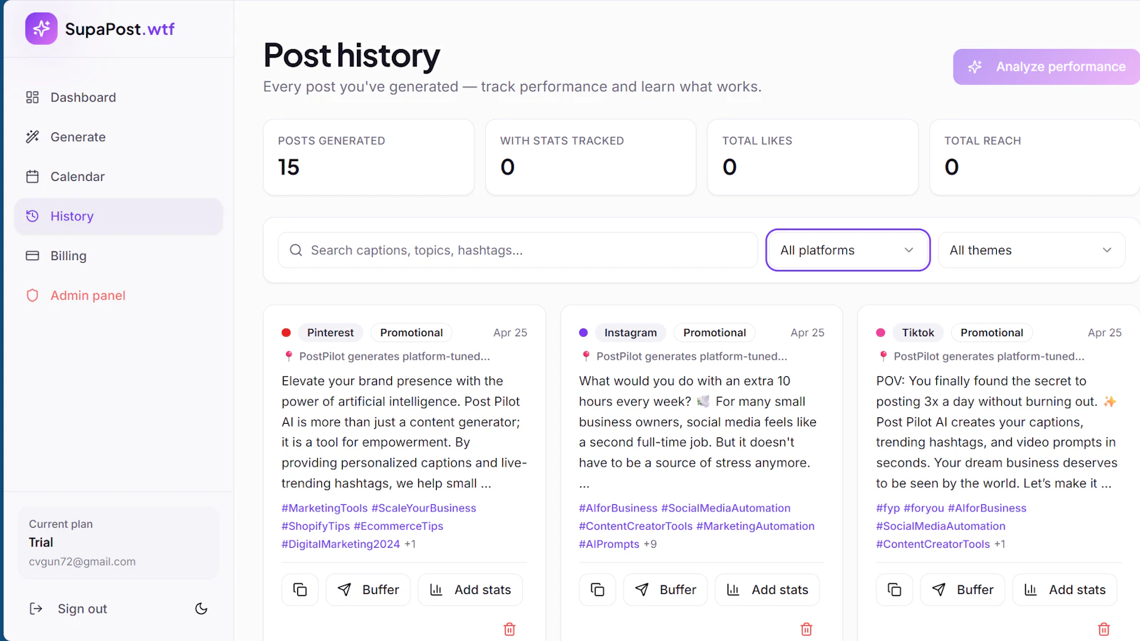 SocMed content generator in a minute screenshot 4