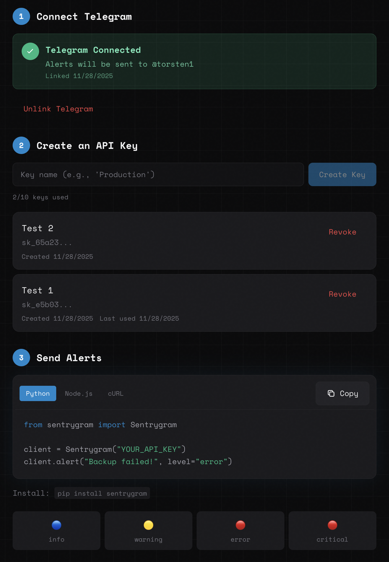 Sentrygram - Main product screenshot demonstrating key features and user interface
