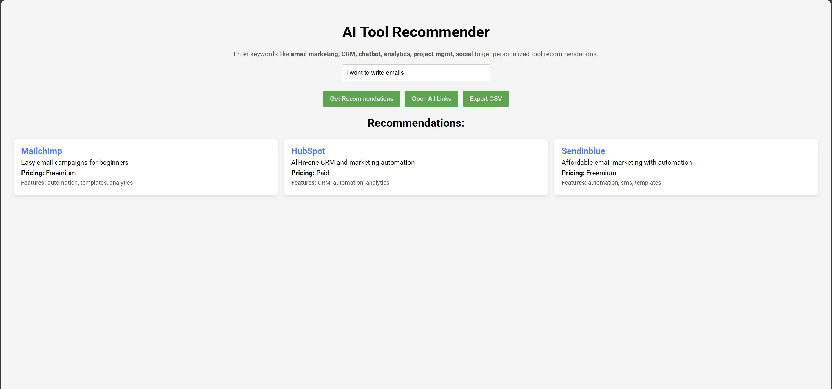 AI-Powered Tool Recommender gallery image