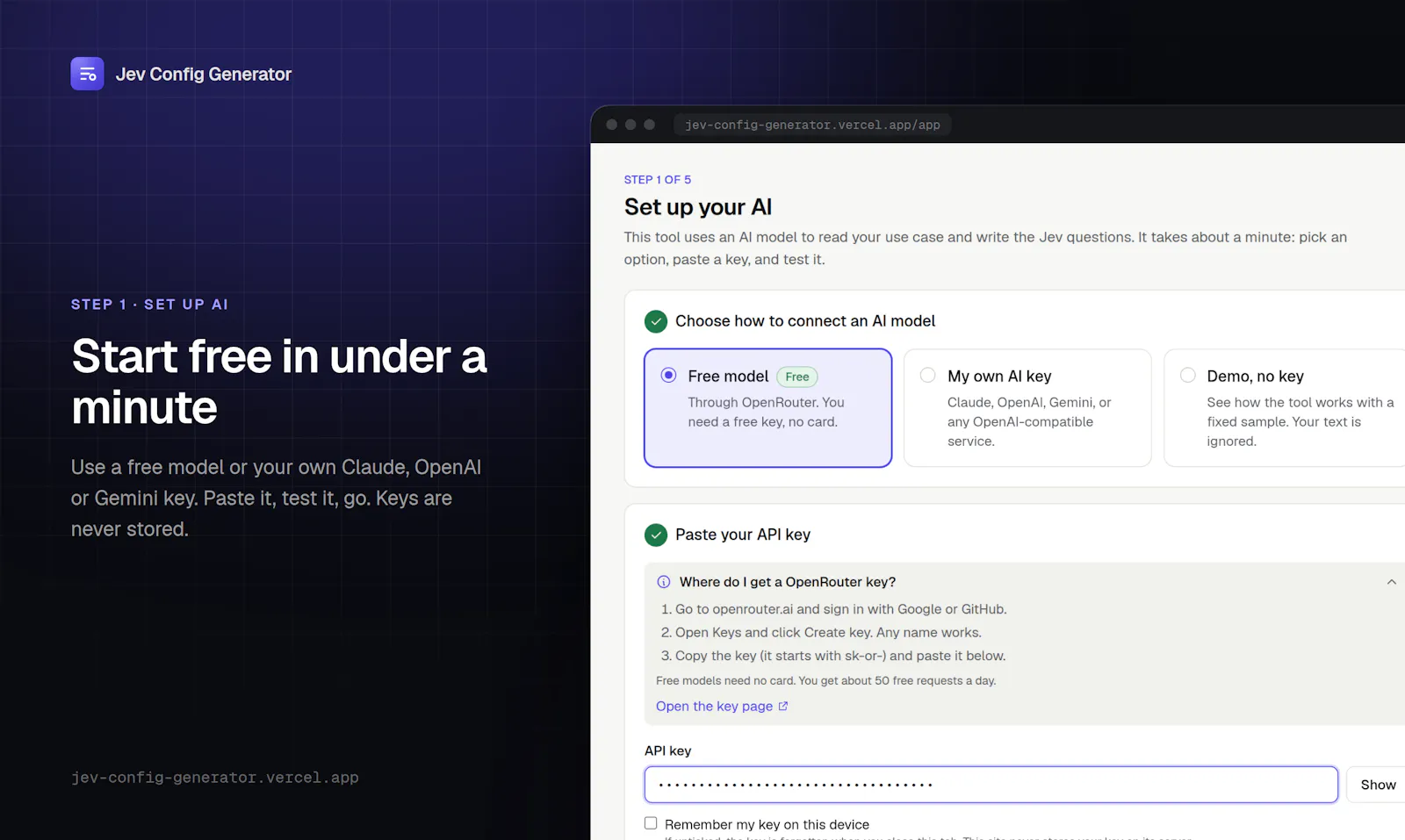 Jev Config Generator screenshot 2