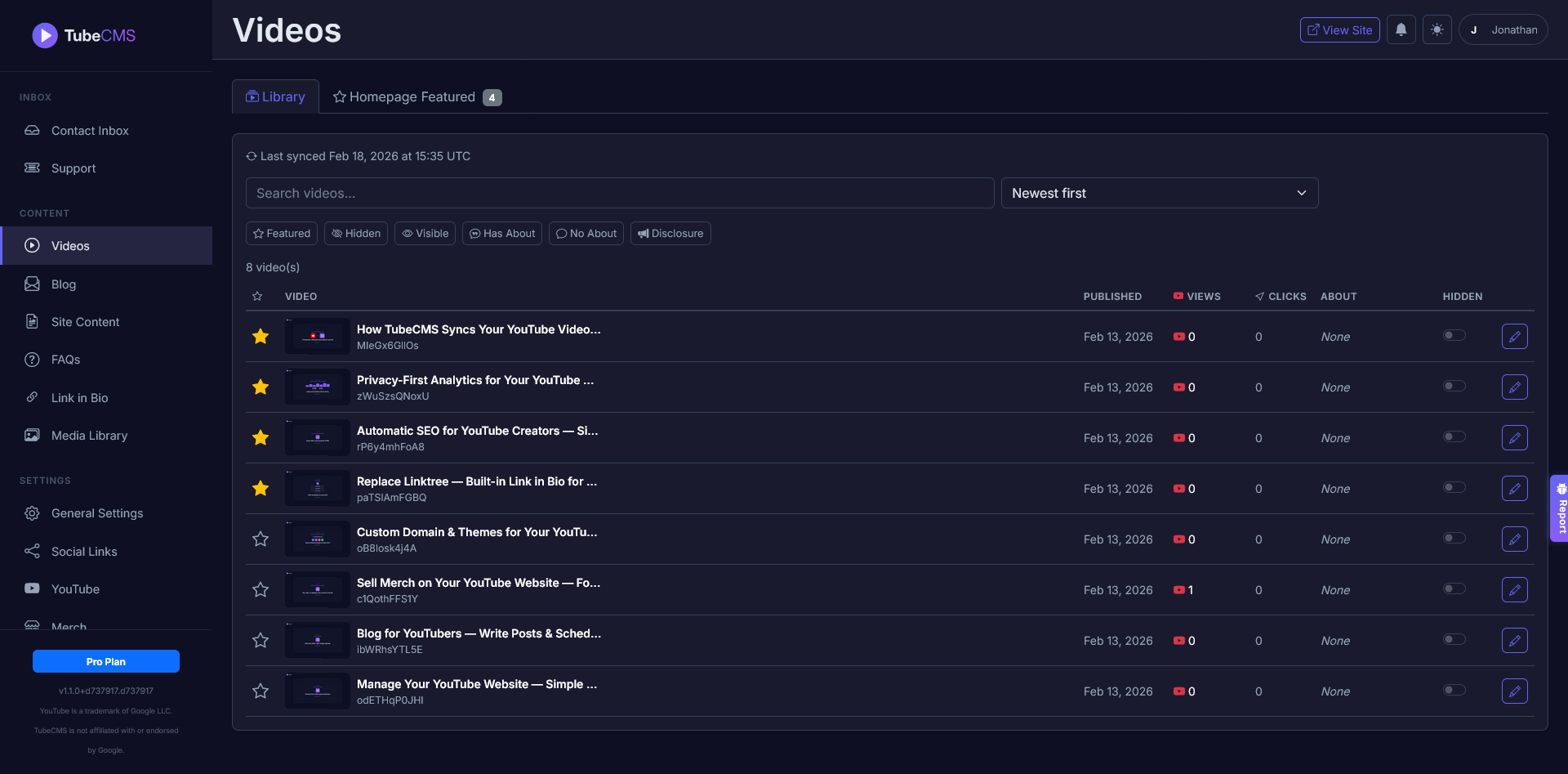 TubeCMS - Screenshot 4 showing product features and functionality