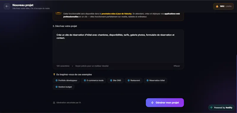 Velocity — Créez  Web & Mobile avec l'IA screenshot 3