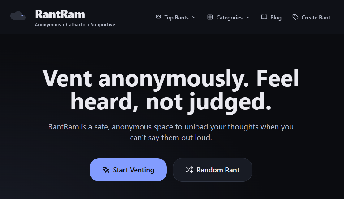RantRam - Main product screenshot demonstrating key features and user interface