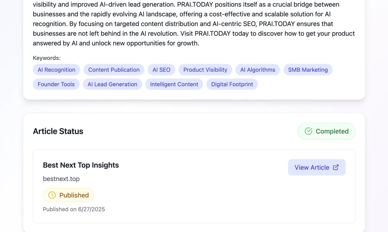 PRAI.TODAY - Get Recognized by AI gallery image