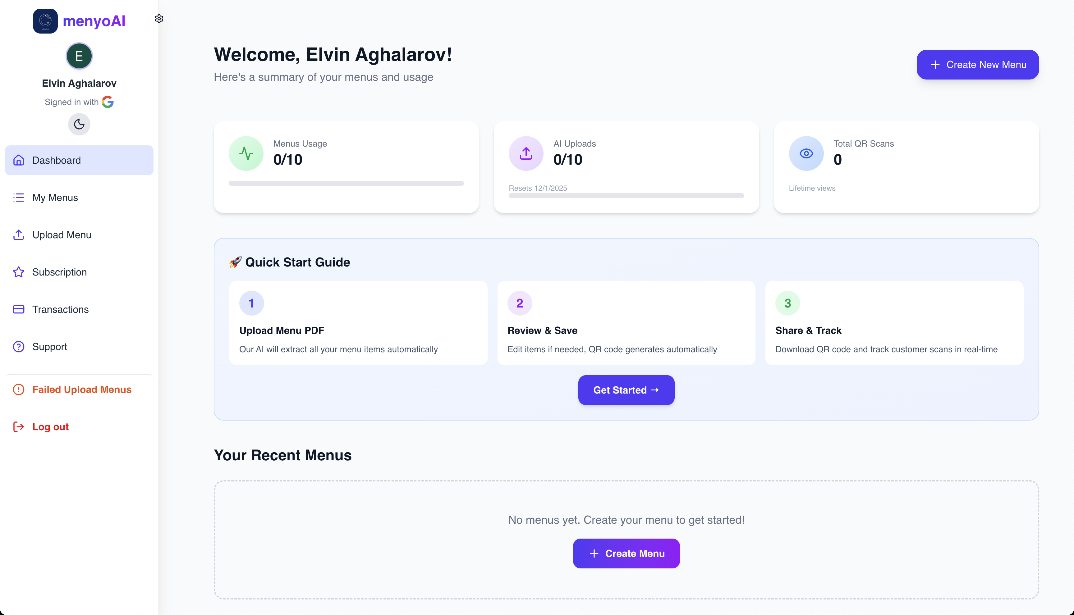 Menyo AI - Main screenshot showing features and interface