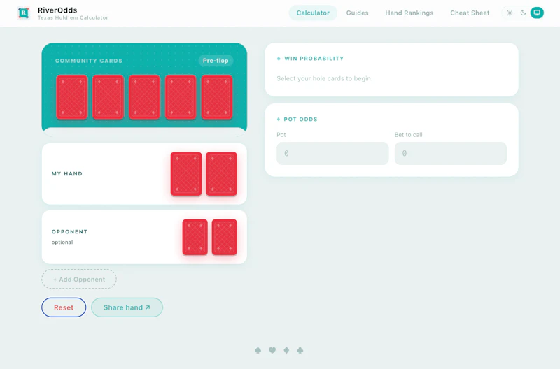RiverOdds -Free Texas Hold'em Calculator screenshot 2