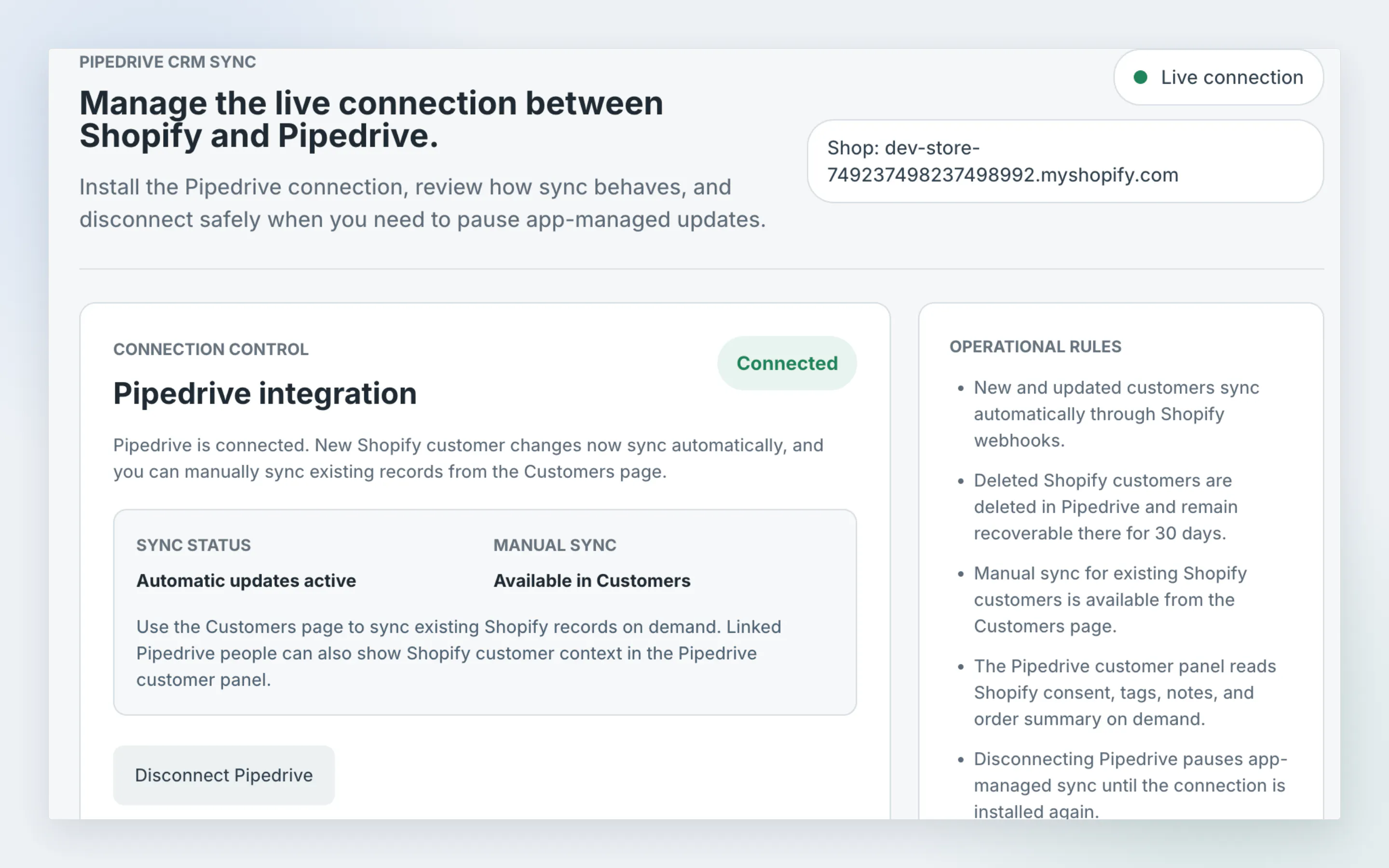 Pipedrive connector for Shopify gallery image