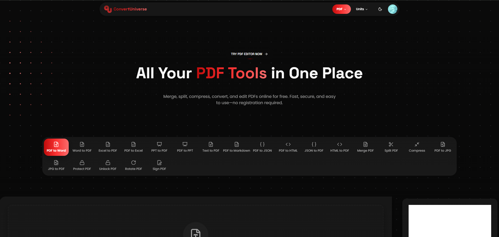 ConvertUniverse - Main product screenshot demonstrating key features and user interface