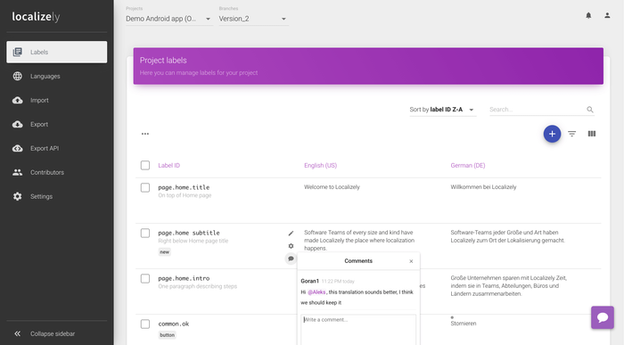 Localizely gallery image