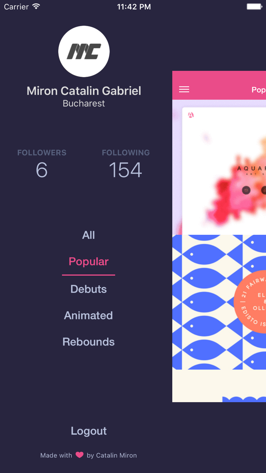 Zribbble - Yet another Dribbble client for iOS gallery image