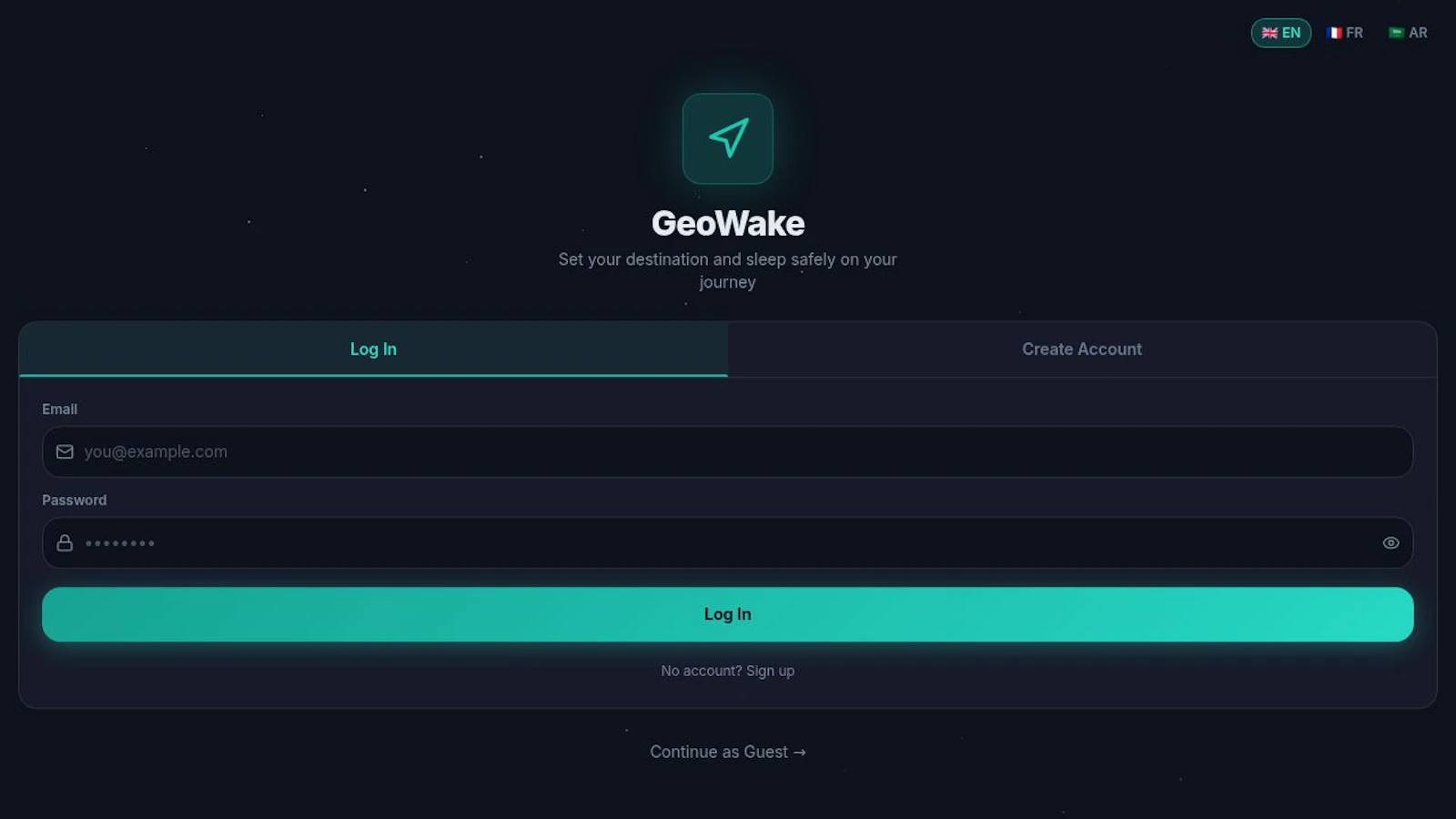 GeoWake screenshot 1