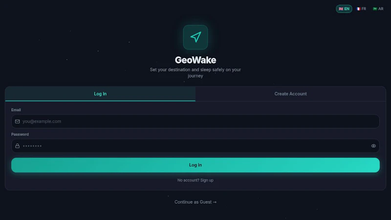 GeoWake screenshot 1