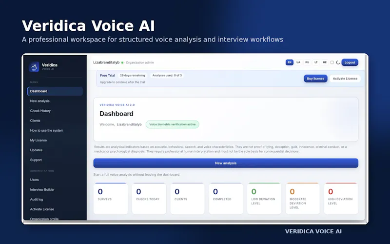 Veridica Voice AI screenshot 2