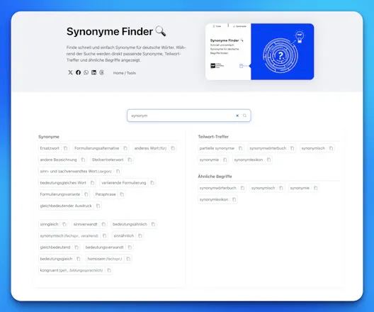 German thesaurus tool: Fast & Free gallery image