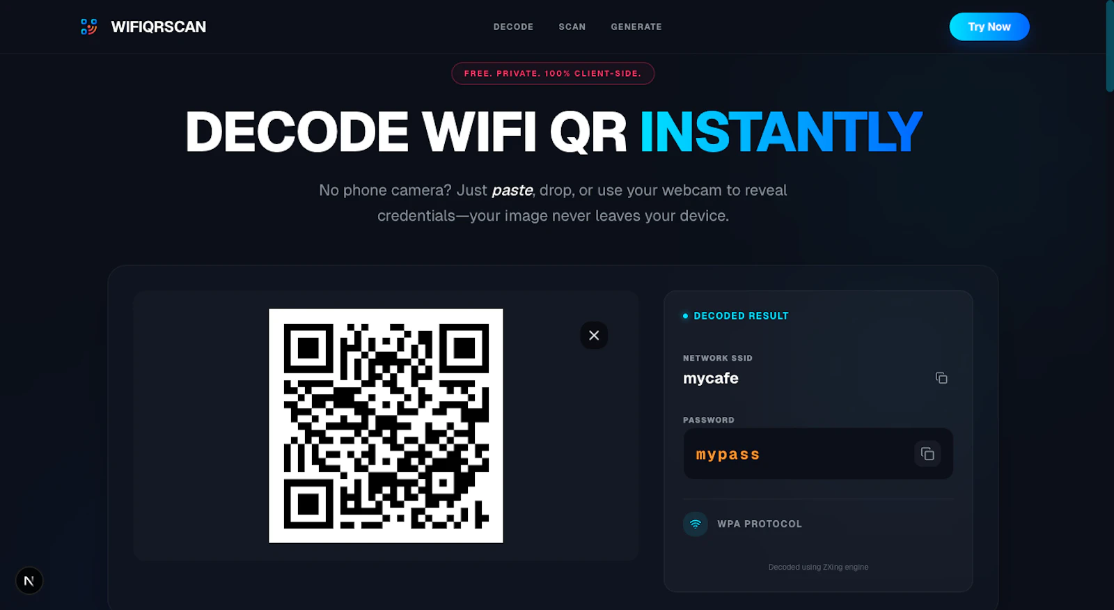 WiFi QR Scan screenshot 1