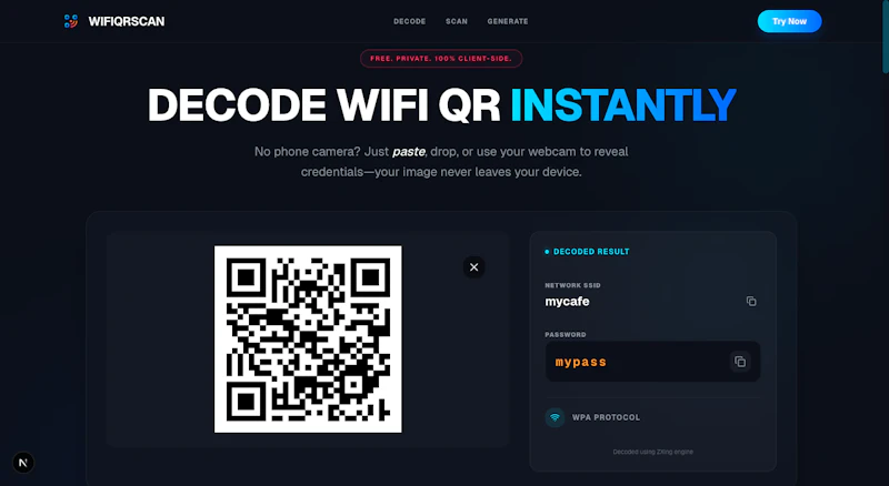 WiFi QR Scan screenshot 1