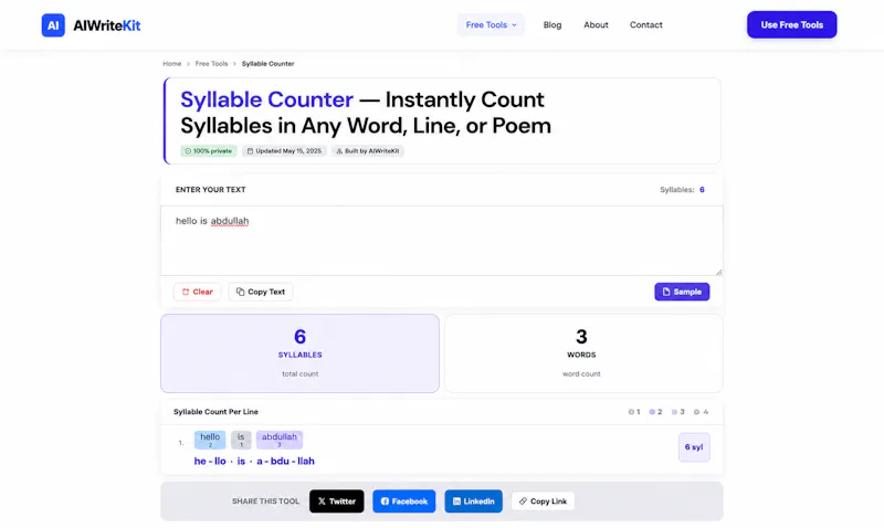Instant Syllable Counter screenshot 3
