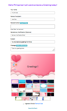 Send a dead simple greeting gallery image