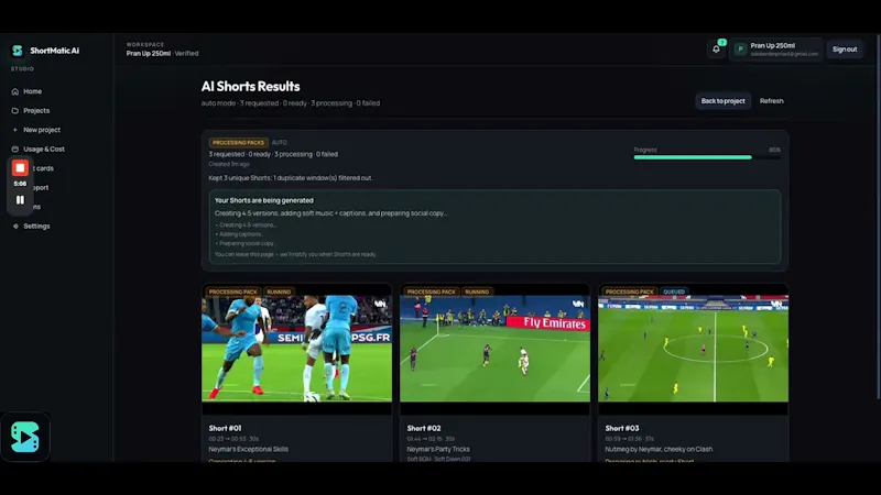 ShortMatic screenshot 1 (video preview)