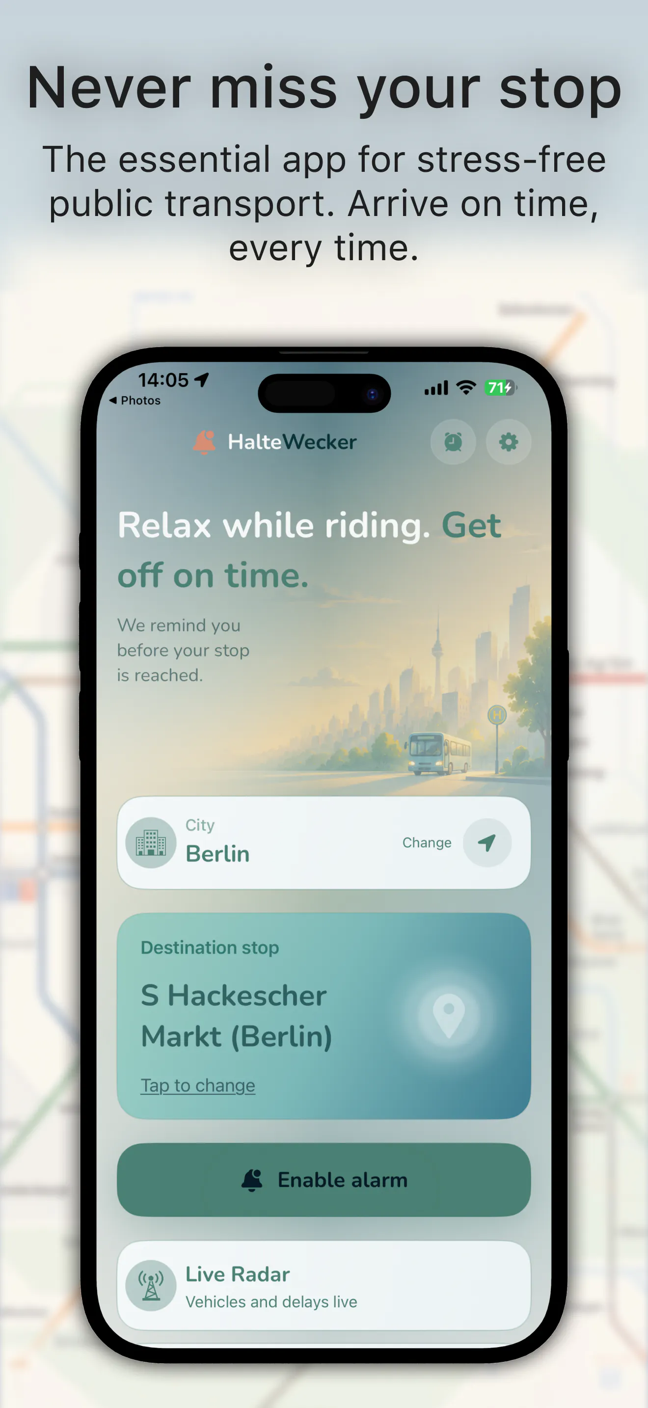 HalteWecker (Transit Alarm) screenshot 1