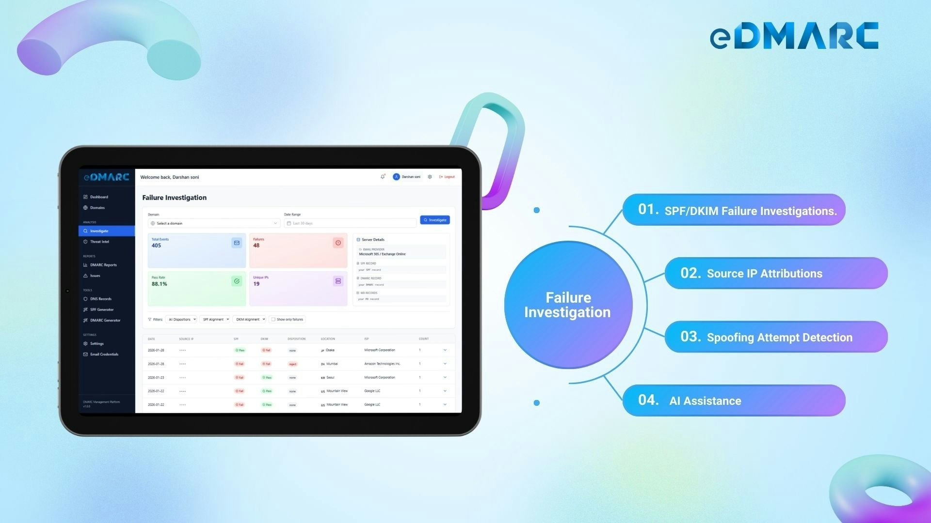 eDMARC - Screenshot 2 showing product features and functionality