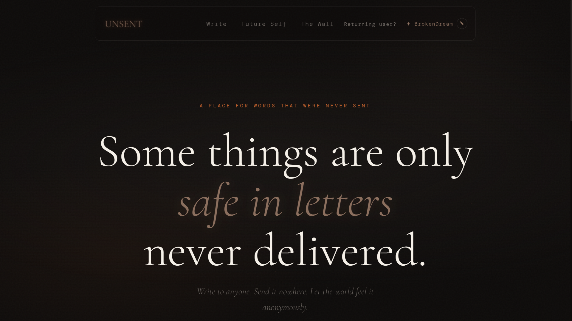 Unsent Letters â€” Words That Never Left - Main product screenshot demonstrating key features and user interface