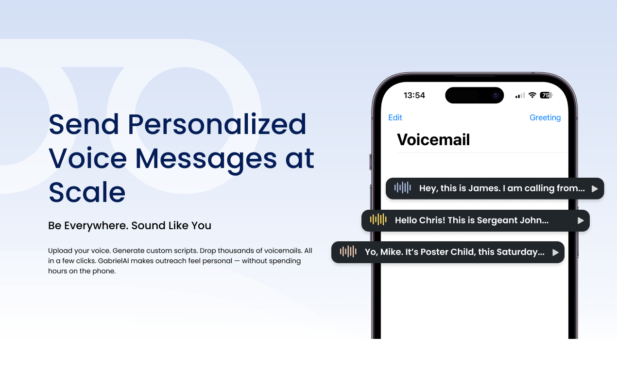 Média Gabriel AI - Livrer des messages vocaux personnels instantanément, à n'importe quelle échelle 2