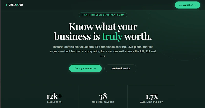 Value2Exit — Valuation & Exit Readiness screenshot 1