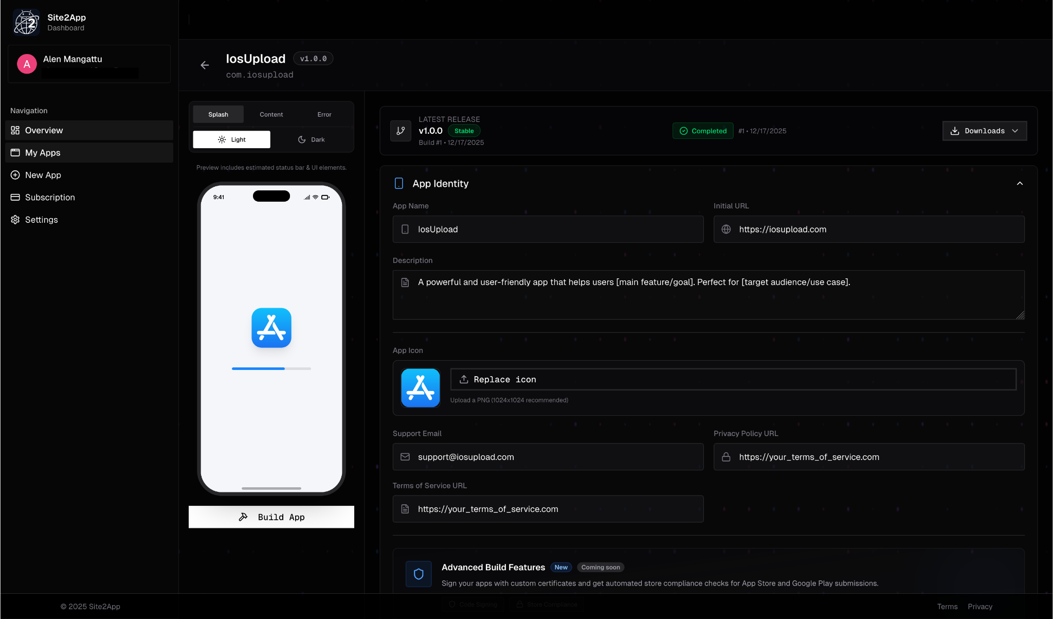 Site2App - Screenshot 2 showing product features and functionality