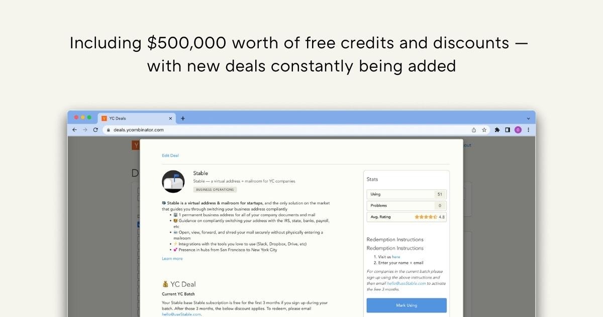 Exclusive access to software deals for employees at YC companies