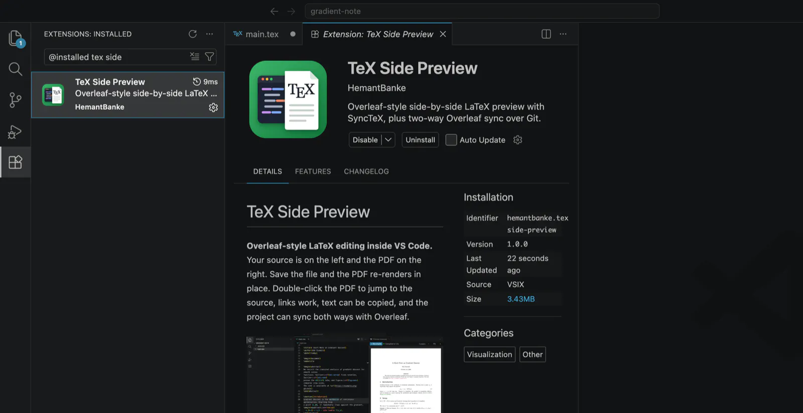 TeX Side Preview in VSCode gallery image