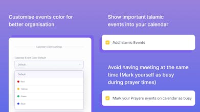 Interfaz de la aplicación Fajr Calendar: Integración sin problemas de los horarios de oración y eventos en Google Calendar, garantizando una gestión eficiente del tiempo y la observancia religiosa.