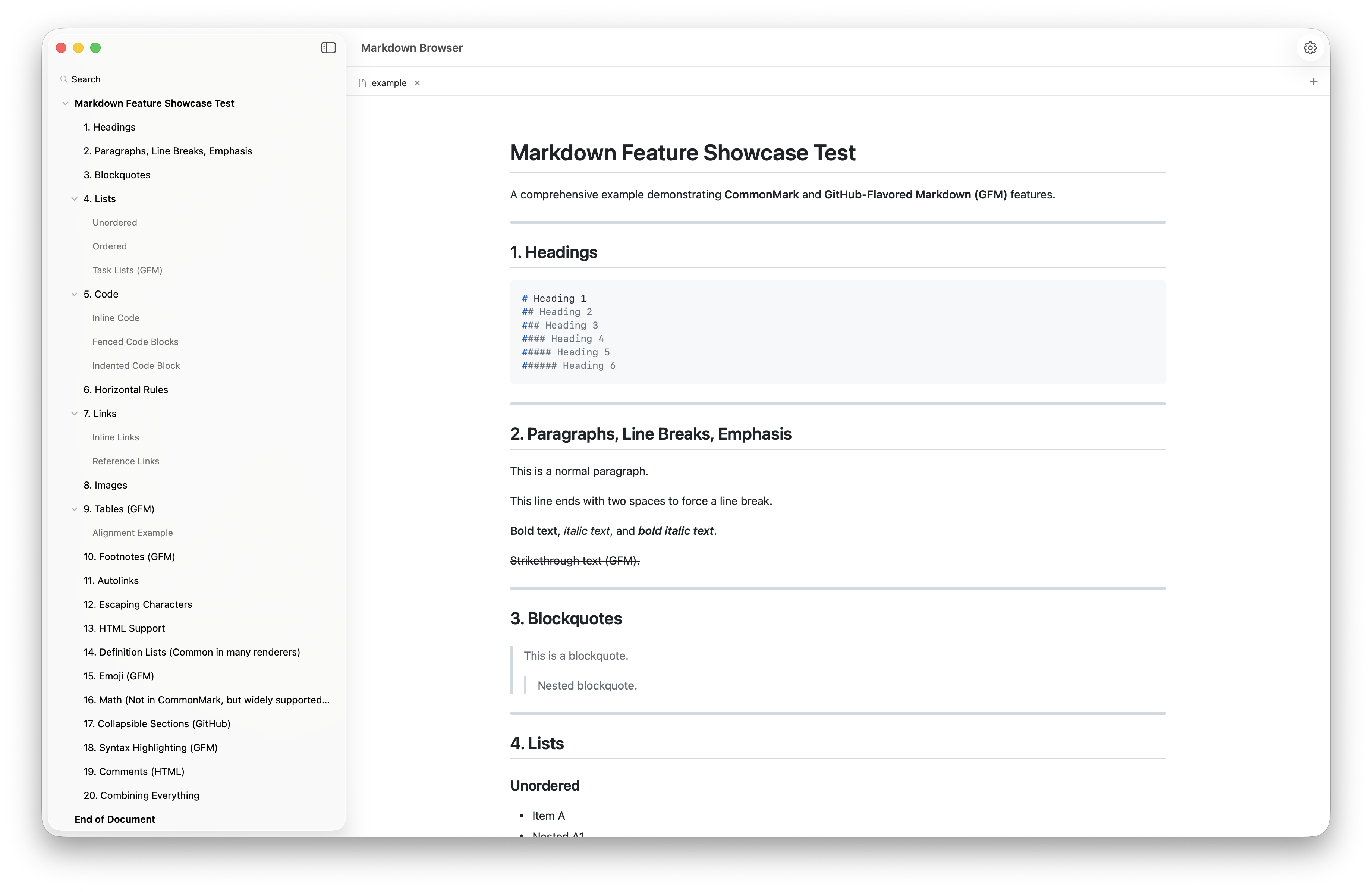 Markdown Browser - Screenshot 4 showing product features and functionality