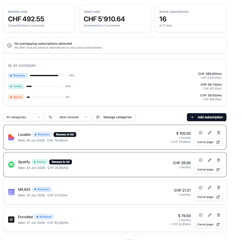 SubscriptionKeeper  screenshot 5
