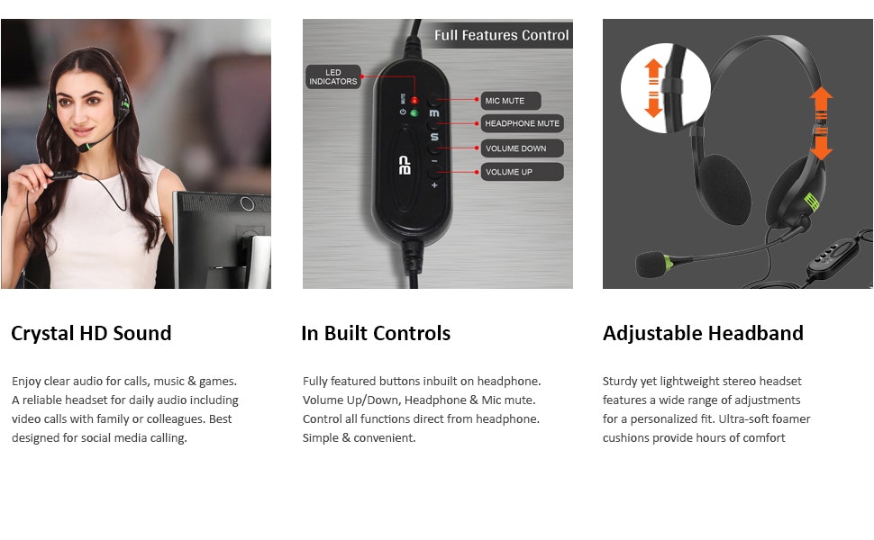 หูฟังไมโครโฟน USB media 5