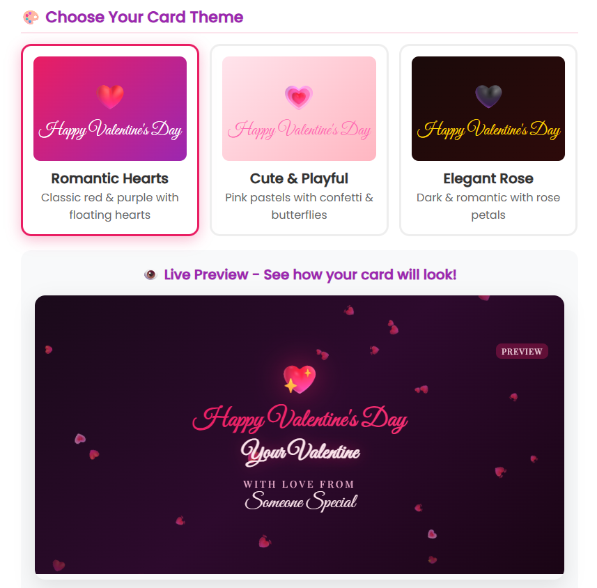 Send a Valentine - Screenshot 2 showing product features and functionality