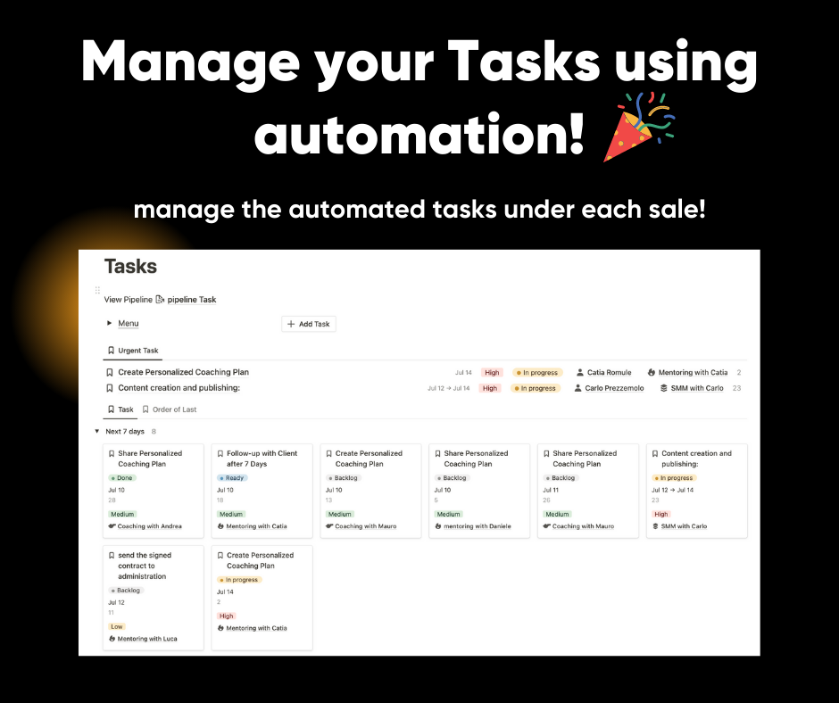 Plantilla de noción de automatización del sistema operativo vendedor - Un CRM para vendedores en línea con noción media 5