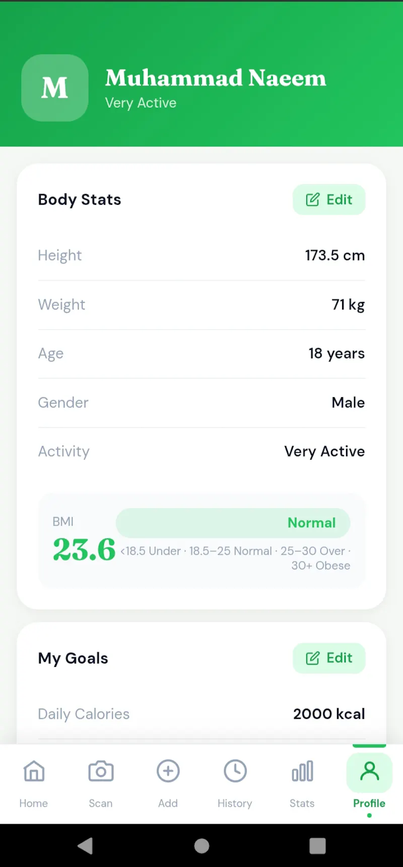 NutriTrack screenshot 2