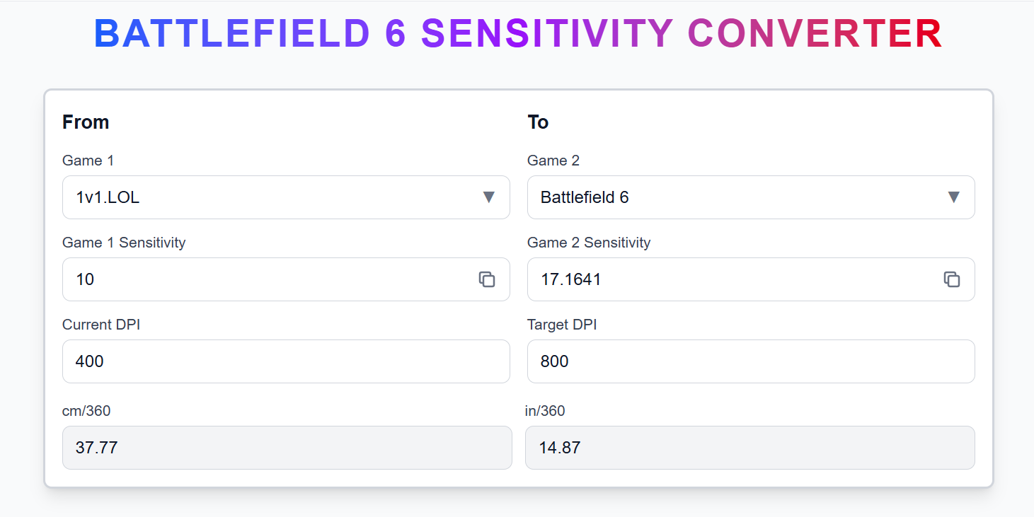 Battlefield 6 Sensitivity Converter gallery image