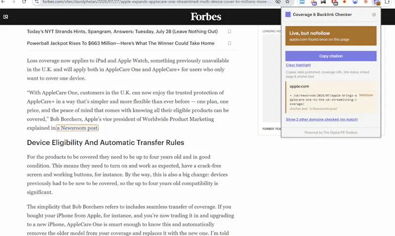 Coverage & Backlink Checker screenshot 2