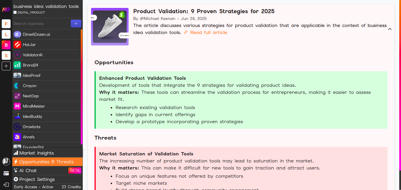 NextGap - Turn Market Data Into Action - Screenshot 3 showing product features and functionality